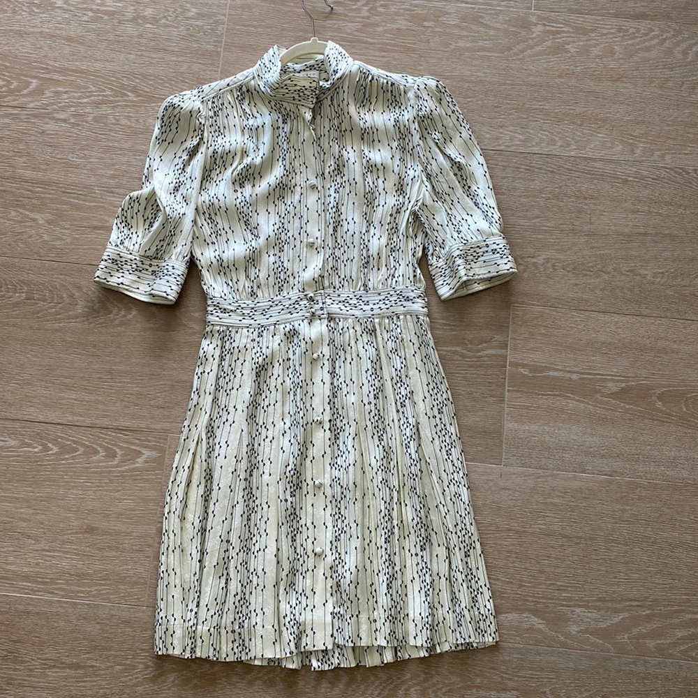 Sandro Cream and Black Printed Mini Dress